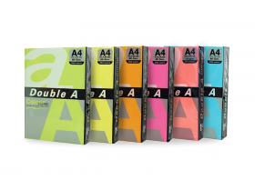 Double A, A4, 100 sh., Rainbow 4 (Neon Green, Neon Yellow, Neon Pink, Neon Orange, Deep Blue)