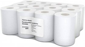 Papīra dvieļi, pārstrādātām 100%, 130 m, bez serdes, 1 slānis, pl 19 cm, dia 13 cm, Nova tissue 913393