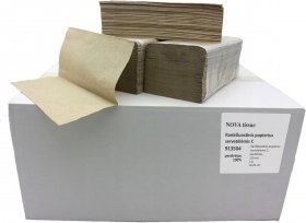 Papīra dvieļi loksnēs C, pārstrādātām 100%, 120 gab, 2 slānis, 23x24 cm, Nova tissue 913504