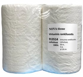 Virtuves papīra dvieļi, celuloze 100%, 50 m, 3 slānis, platums 18 cm, Nova tissue 913514